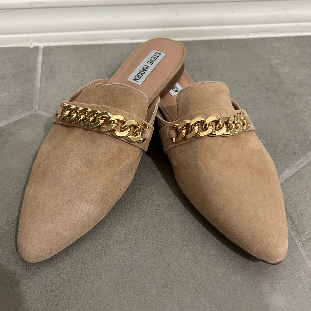 Steve Madden tan pointed toe chain flats - Picture 3 of 11